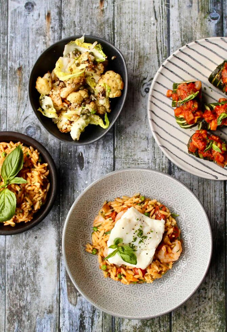 COD, KING PRAWN AND CHORIZO ORZO