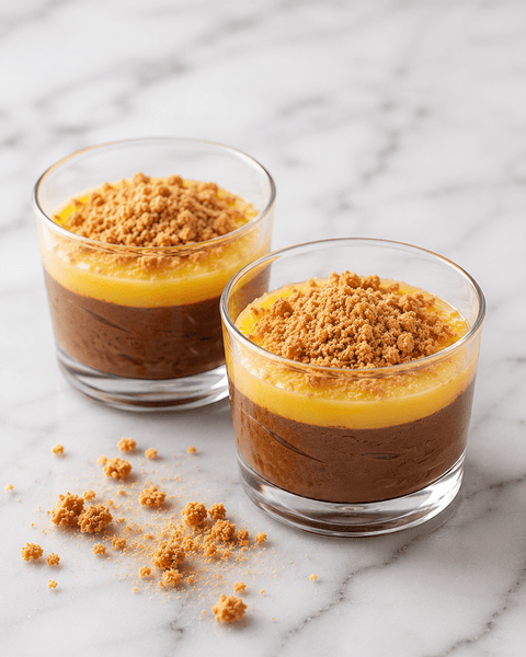 BAKED CHOCOLATE MOUSSE CAKE, PASSION FRUIT CURD & TOASTED COCONUT CRUMB