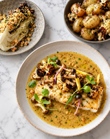 Poached Hake, Mustard Butter & Seasonal Sides