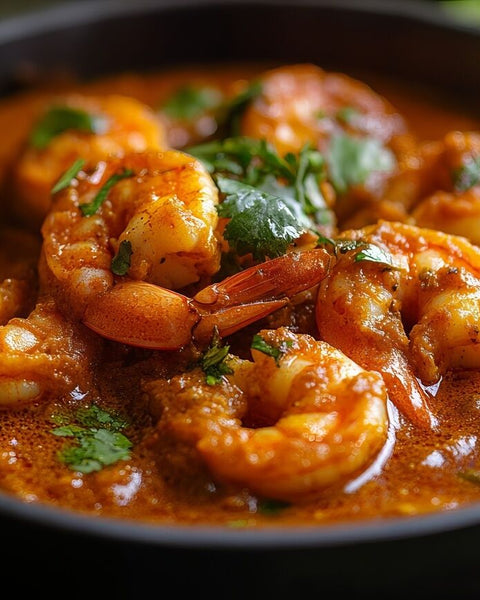 Prawns, Bengali Bhuna Curry Sauce & Fish Pakora