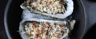 Oysters with cheese and bacon