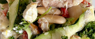 Smoked mackerel, courgette & butter bean salad